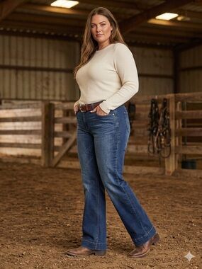 Ariat Trouser Mid Rise Stretch Kelsea Wide Leg Jean